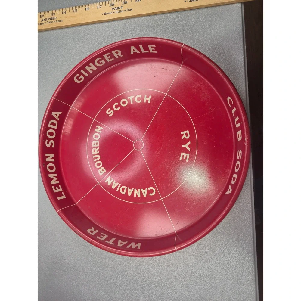 Vintage Guide-Rite Trays Inc Red Metal Bar Serving Tray Drink Mixer Guide 12in